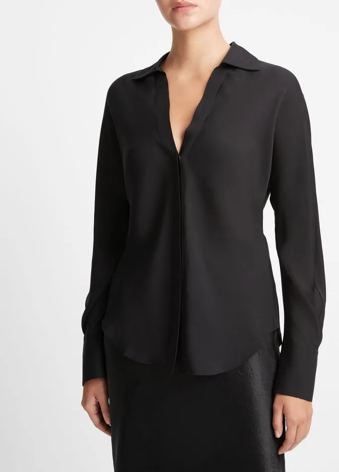 Vince Shirts and Tops Women Silk Bias DolmanSleeve Shirt Black