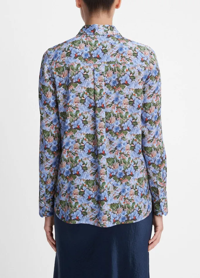 Vince Shirts and Tops Women Wild Primrose StretchSilk SlimFit Blouse Pacific