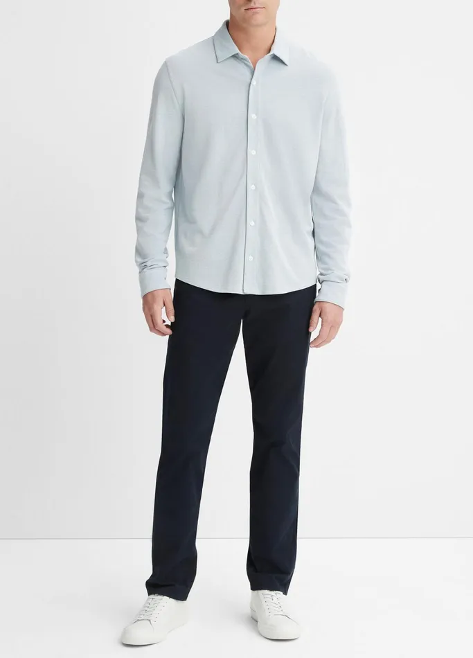 Vince Shirts Men Cotton Piqu ButtonFront Shirt Lake Blue
