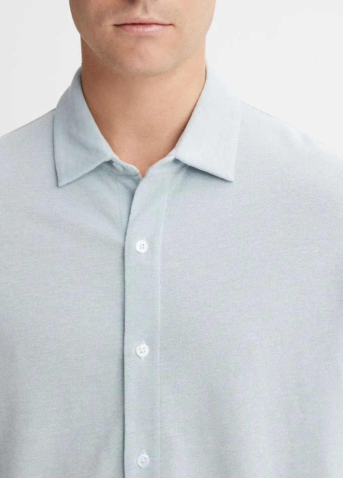 Vince Shirts Men Cotton Piqu ButtonFront Shirt Lake Blue