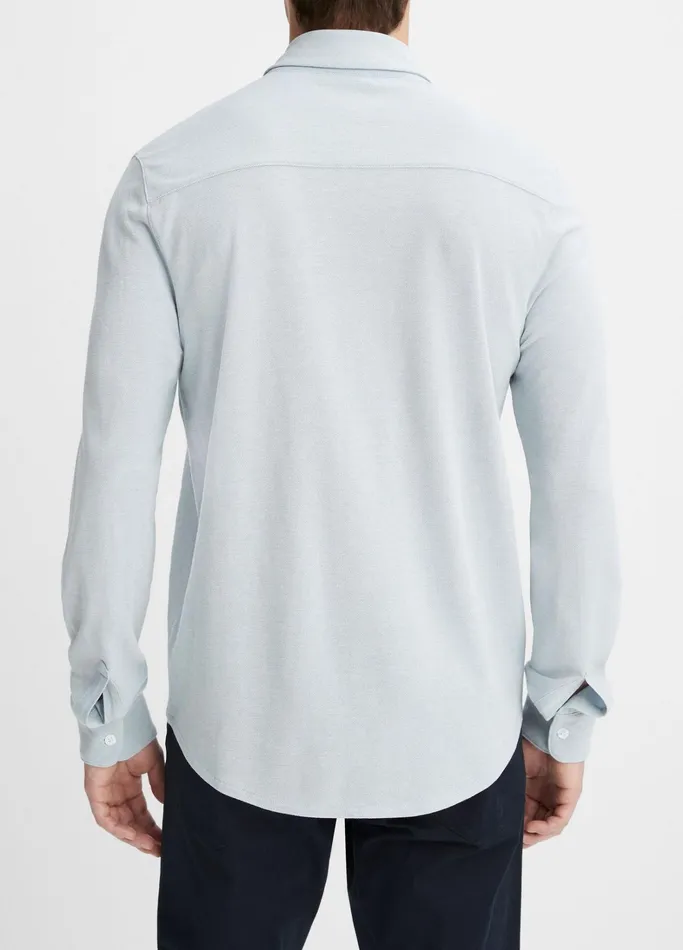 Vince Shirts Men Cotton Piqu ButtonFront Shirt Lake Blue