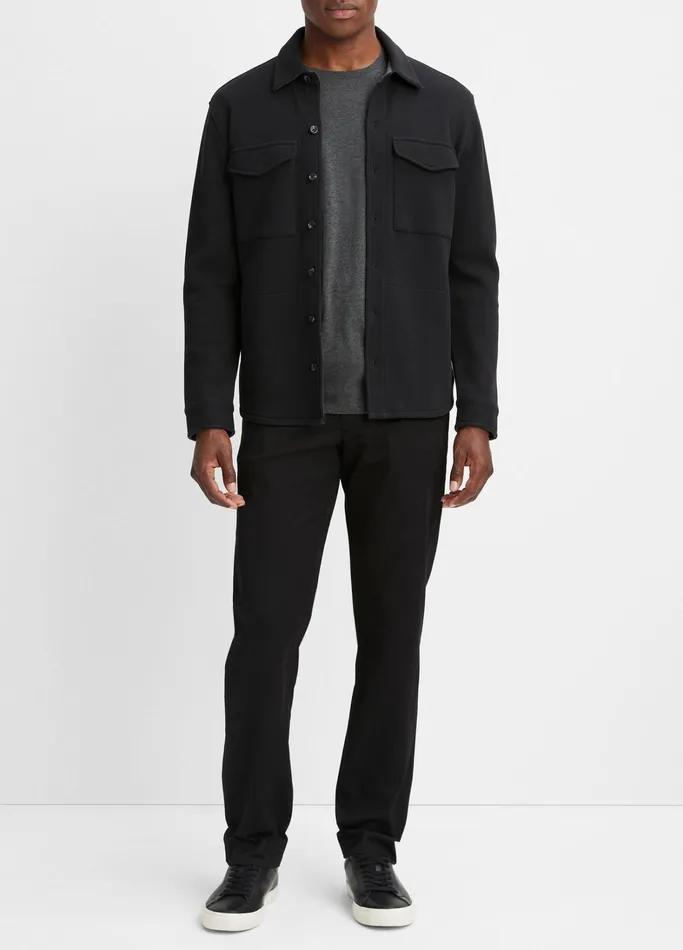 Vince Shirts Men DoubleKnit Piqu Shirt Jacket Blackmedium Heather Grey