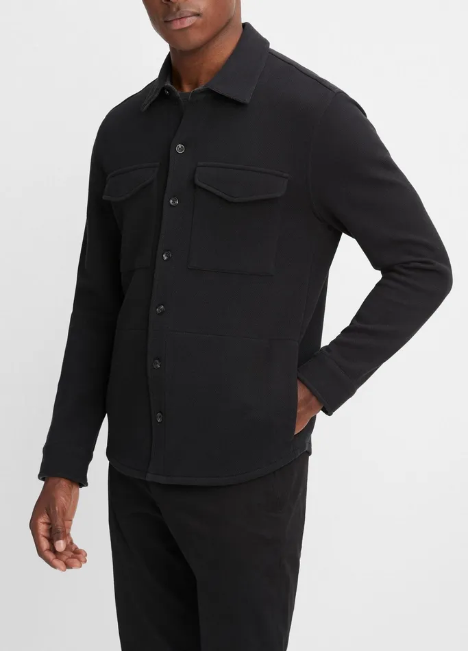 Vince Shirts Men DoubleKnit Piqu Shirt Jacket Blackmedium Heather Grey