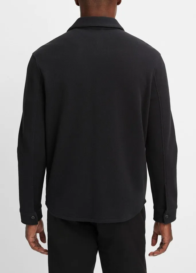 Vince Shirts Men DoubleKnit Piqu Shirt Jacket Blackmedium Heather Grey