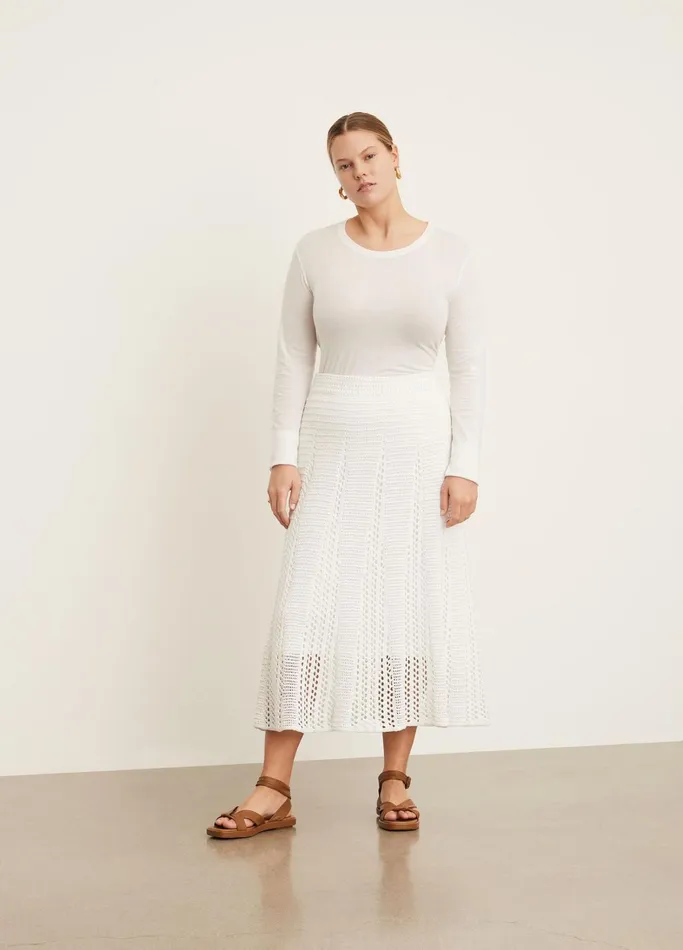 Vince Skirts Women Godet Crochet Skirt Optic White