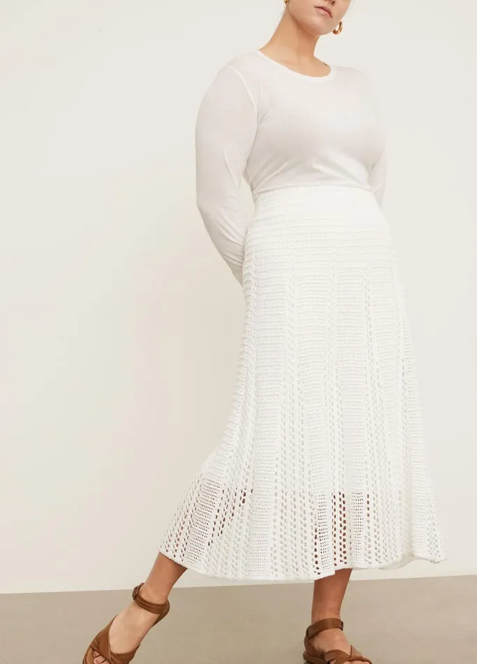 Vince Skirts Women Godet Crochet Skirt Optic White