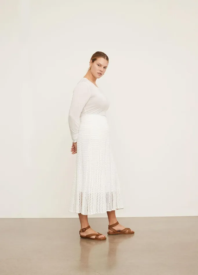 Vince Skirts Women Godet Crochet Skirt Optic White