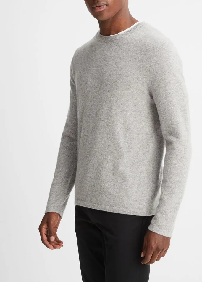 Vince Sweaters Men Cashmere Crew Neck Sweater Heather Grey