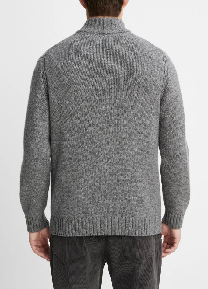 Vince Sweaters Men WoolCashmere Relaxed QuarterZip Sweater Medium Heather Grey
