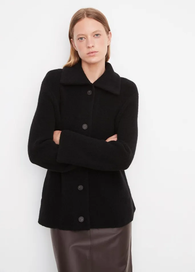 Vince Sweaters Women Button Collared Cardigan Black