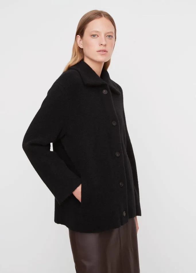 Vince Sweaters Women Button Collared Cardigan Black
