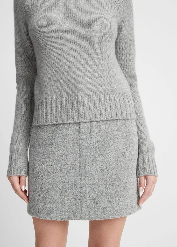 Vince Sweaters Women Cashmere Shrunken Mock Neck Sweater Heather Silver Dust