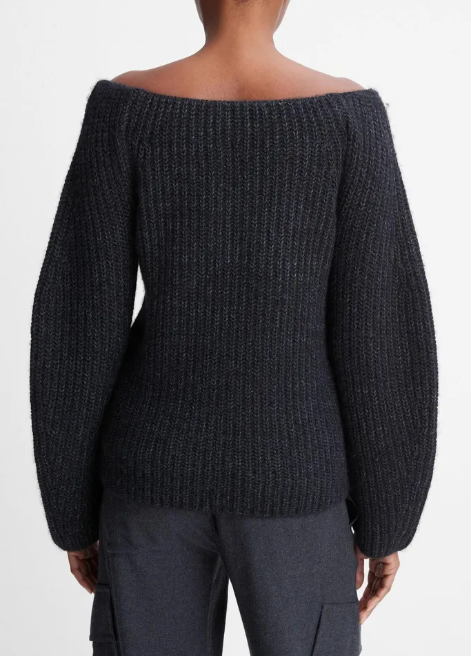 Vince Sweaters Women Marled OffTheShoulder Sweater Heather Charcoal