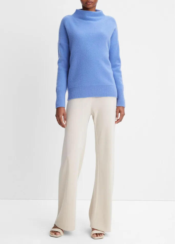 Vince Sweaters Women Plush Cashmere Funnel Neck Sweater Wave Quartz