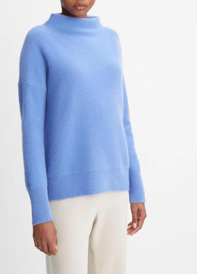 Vince Sweaters Women Plush Cashmere Funnel Neck Sweater Wave Quartz