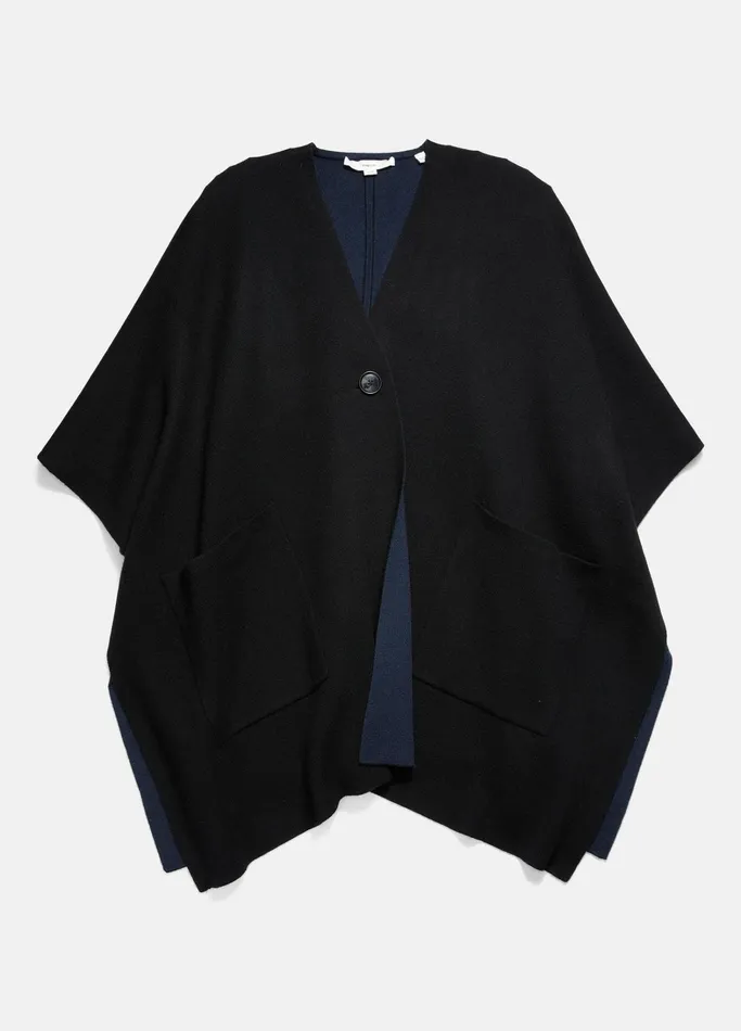 Vince Sweaters Women Wool And Cashmere DoubleFace Cape Black Navy