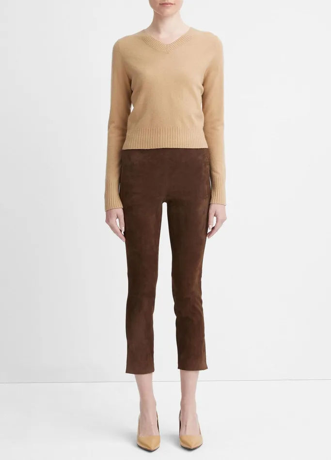 Vince Sweaters Women WoolBlend Cropped VNeck Pullover Cashew