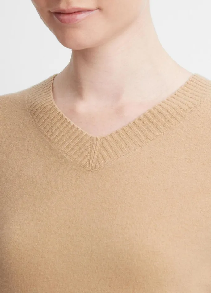 Vince Sweaters Women WoolBlend Cropped VNeck Pullover Cashew