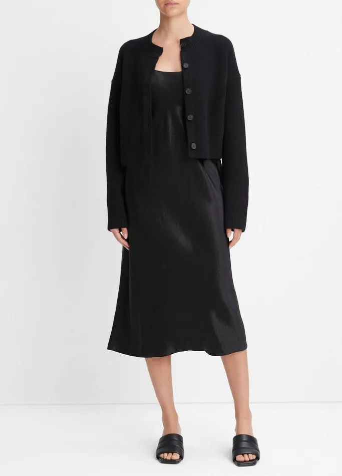 Vince Sweaters Women WoolCashmere Cropped Cardigan Black