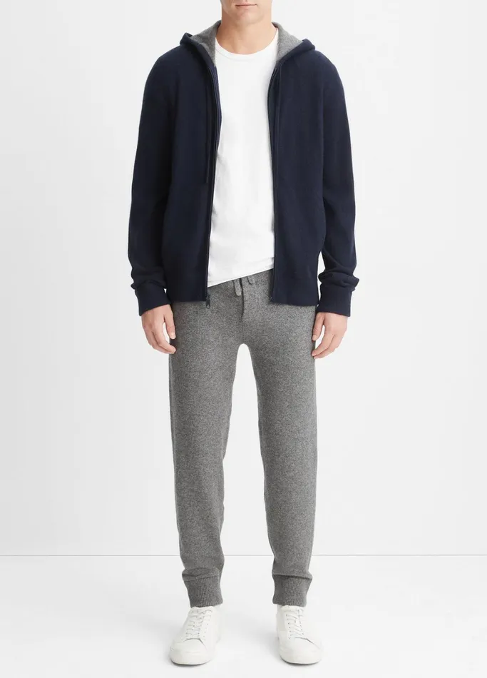 Vince Sweatshirts and Hoodies Men Cashmere Full Zip Hoodie Coastal Blue