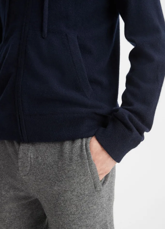 Vince Sweatshirts and Hoodies Men Cashmere Full Zip Hoodie Coastal Blue