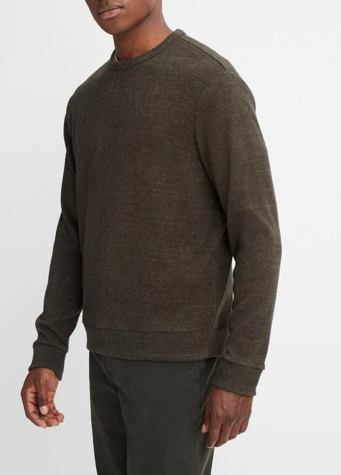 Vince TShirts and Polos Men Drapey LongSleeve Crew Neck Pullover Heather Moss Green