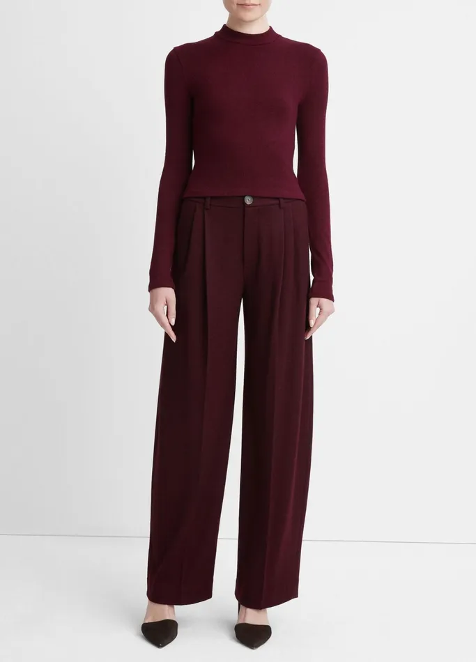 Vince TShirts Women Cozy Mock Neck Top Cherry Wine