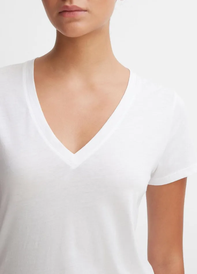 Vince TShirts Women Essential Pima Cotton VNeck TShirt Optic White