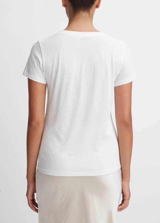 Vince TShirts Women Essential Pima Cotton VNeck TShirt Optic White