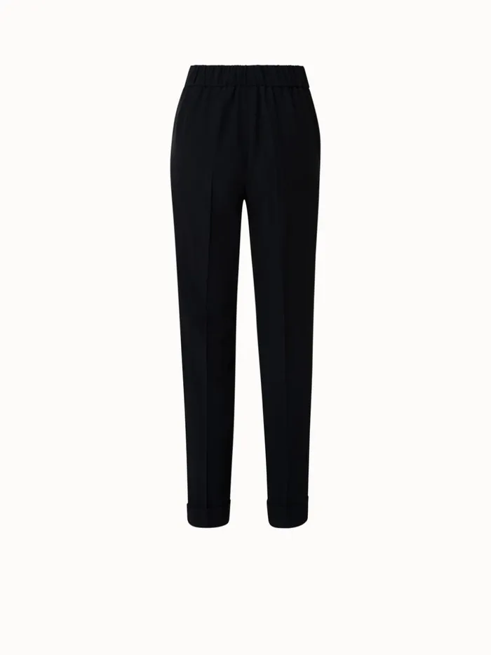 Viscose Crpe Tapered Pants Black Women Akris Pants