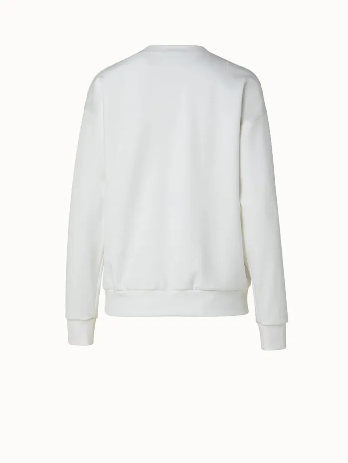 Viscose Stretch Jersey Crew Neck Pullover Ecru Women Akris Tops
