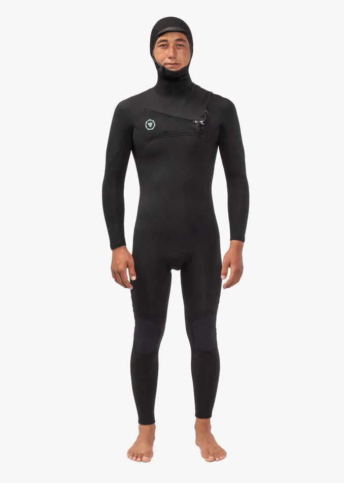Vissla 7 Seas 543 Full Hooded Chest Zip Wetsuit Black Men Hooded Wetsuits