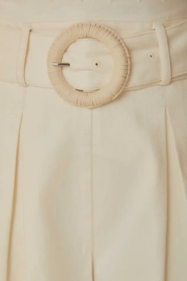 White Festone Belted Shorts Women Farm Rio Shorts
