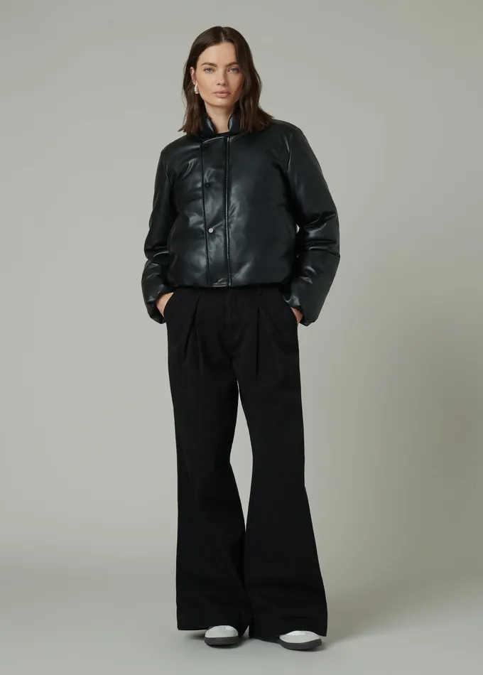 Wide Leg Joe8217s Jeans Women THE PLEATED DENIM TROUSER Black