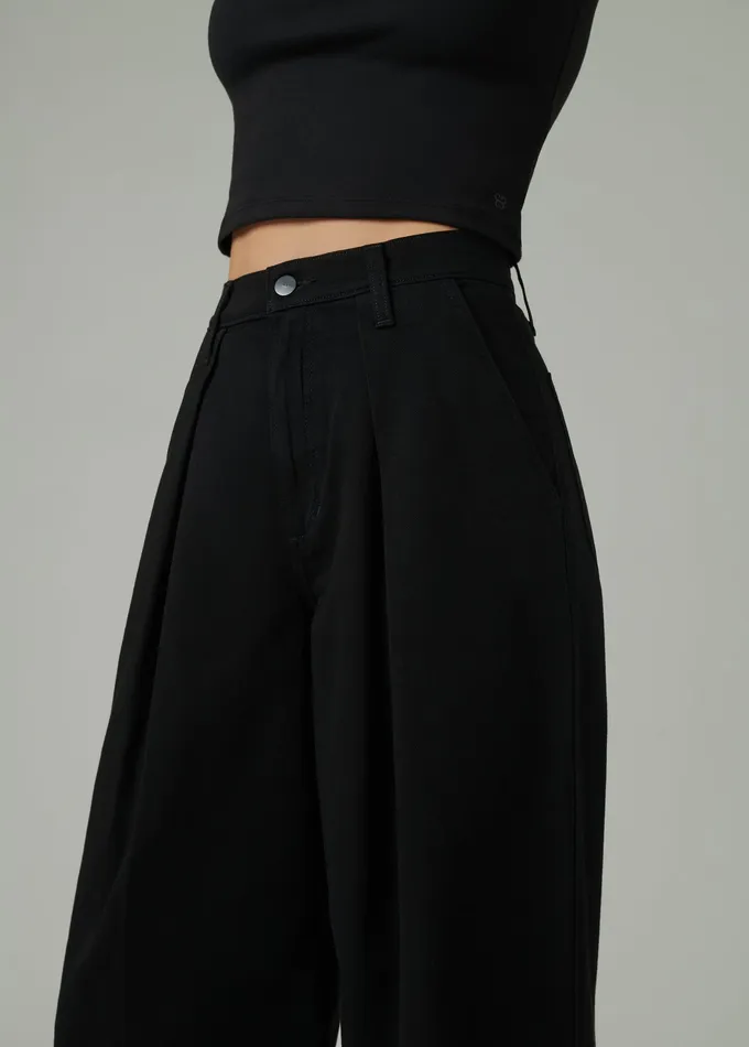 Wide Leg Joe8217s Jeans Women THE PLEATED DENIM TROUSER Black