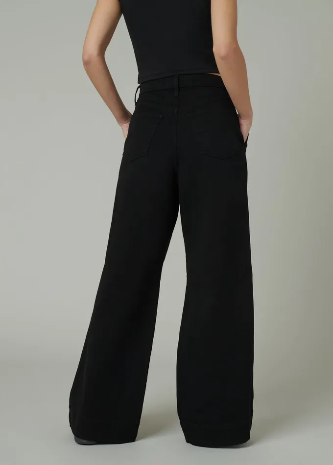 Wide Leg Joe8217s Jeans Women THE PLEATED DENIM TROUSER Black
