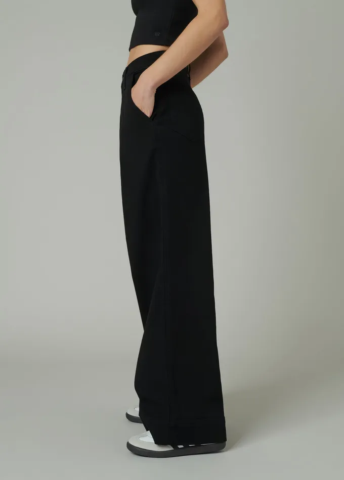 Wide Leg Joe8217s Jeans Women THE PLEATED DENIM TROUSER Black