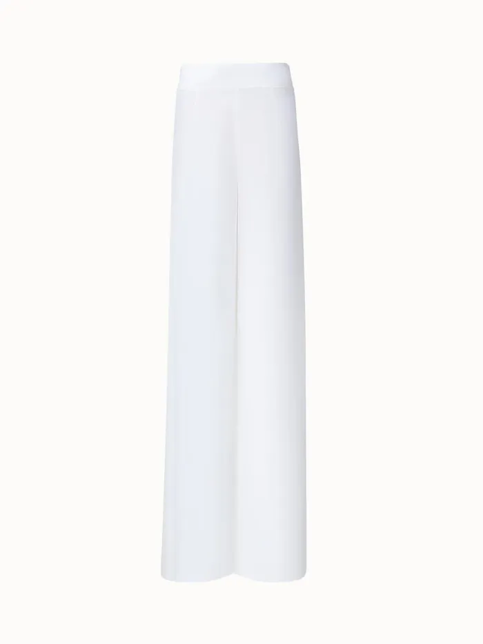Wide Silk Pants With High Silts Ecru Women Akris Pants
