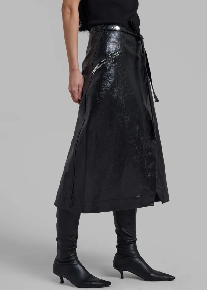 Women 31 Phillip Lim Textured Faux Leather Wrap Skirt 8211 Black The Frankie Shop Bottoms