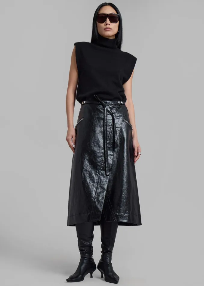 Women 31 Phillip Lim Textured Faux Leather Wrap Skirt 8211 Black The Frankie Shop Bottoms