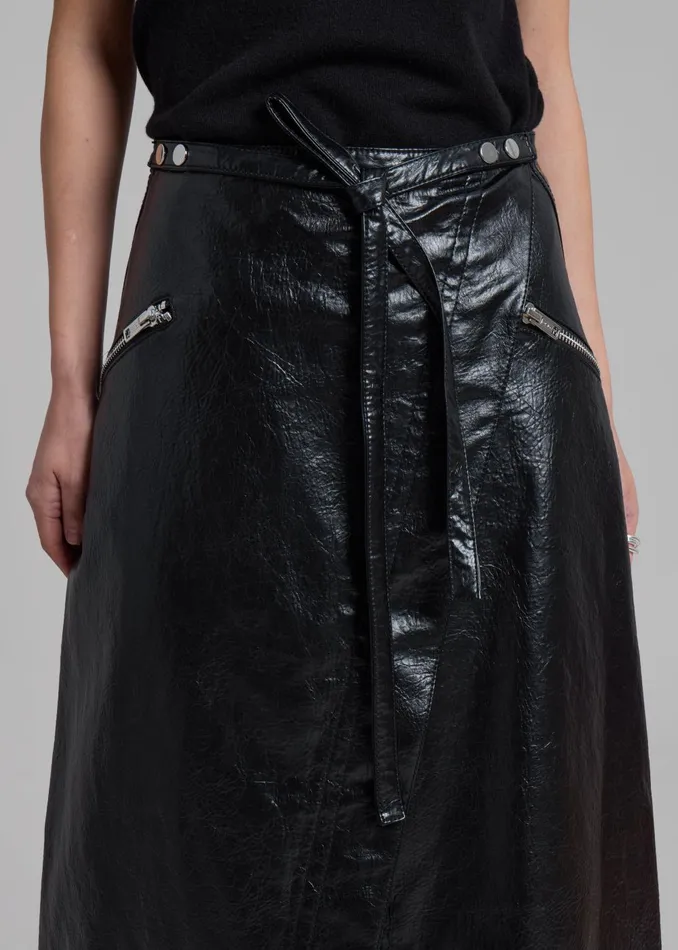 Women 31 Phillip Lim Textured Faux Leather Wrap Skirt 8211 Black The Frankie Shop Bottoms