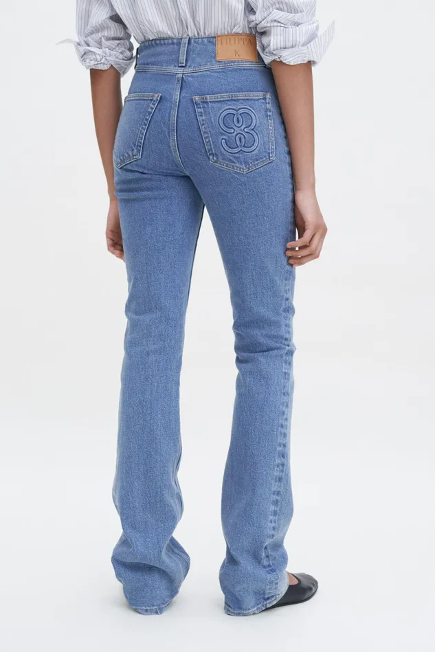 Women 90s Stacked Bootcut Jeans Washed Mid Blue Filippa K Jeans