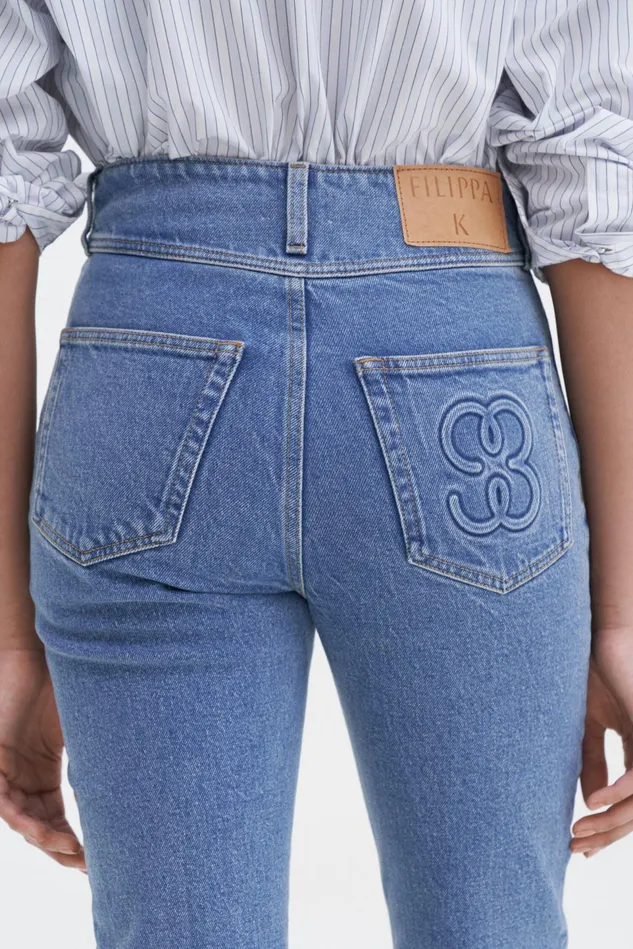 Women 90s Stacked Bootcut Jeans Washed Mid Blue Filippa K Jeans