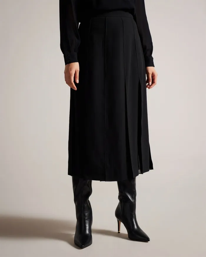 Women ADDELIA 8211 Midi Skirt With Sheer Panelling Black Ted Baker Skirts Women ADDELIA 8211 Midi Skirt With Sheer Panelling Black Ted Baker Skirts