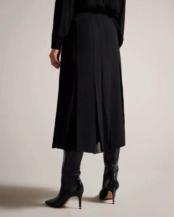 Women ADDELIA 8211 Midi Skirt With Sheer Panelling Black Ted Baker Skirts Women ADDELIA 8211 Midi Skirt With Sheer Panelling Black Ted Baker Skirts