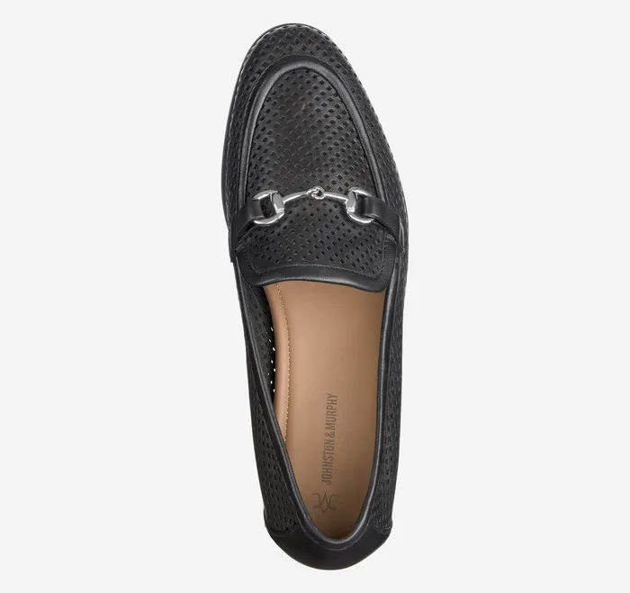 Women Ali Perfed Bit Loafer Black Glove Leather Mules and Loafers Johnston and Murphy