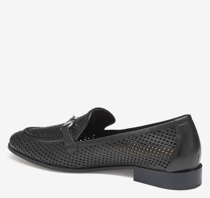 Women Ali Perfed Bit Loafer Black Glove Leather Mules and Loafers Johnston and Murphy