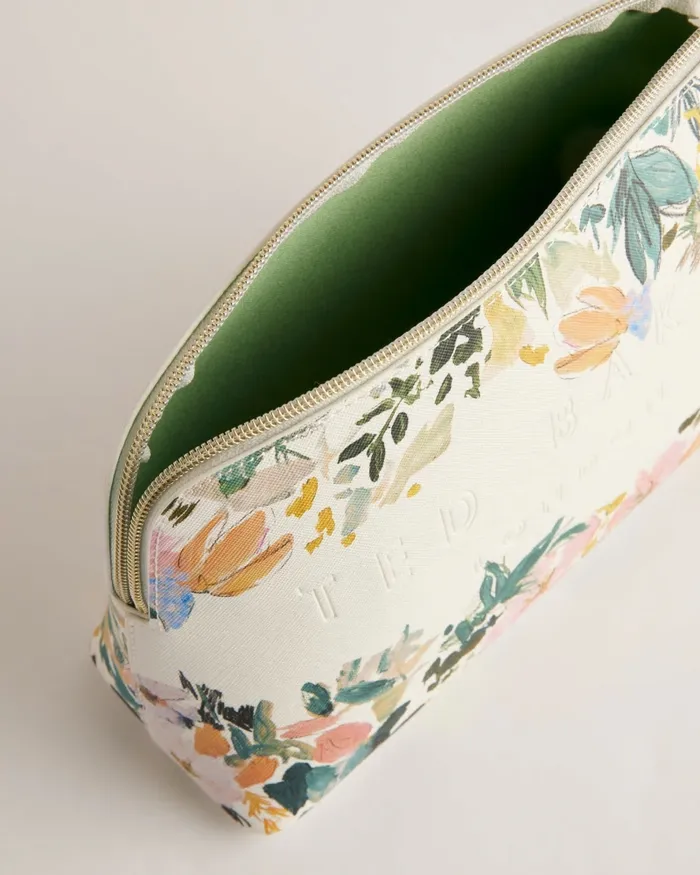 Women ALISINI 8211 Floral Print Faux Leather Washbag Cream Ted Baker Wash and Makeup Bags