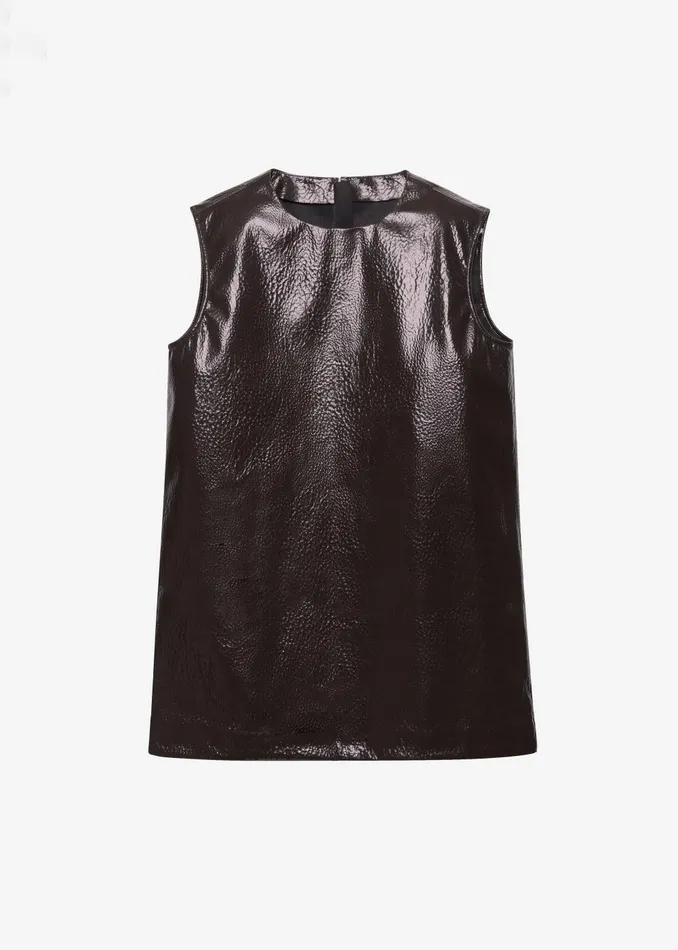 Women Amaris Crackled Faux Leather Tank Top 8211 Brown The Frankie Shop Tops
