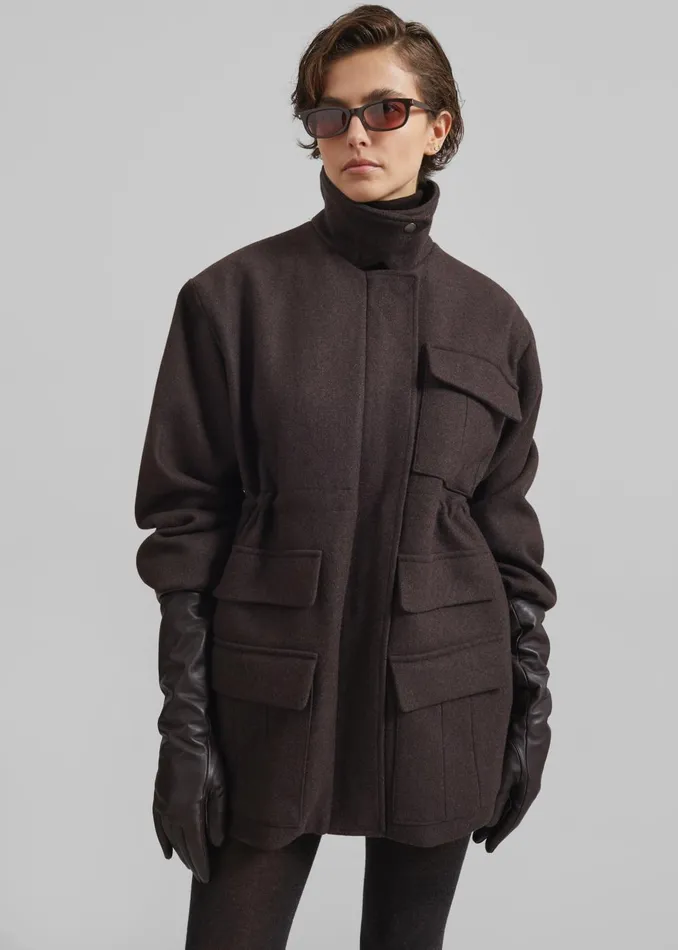 Women Amstel Utility Jacket 8211 Brown The Frankie Shop Outerwear